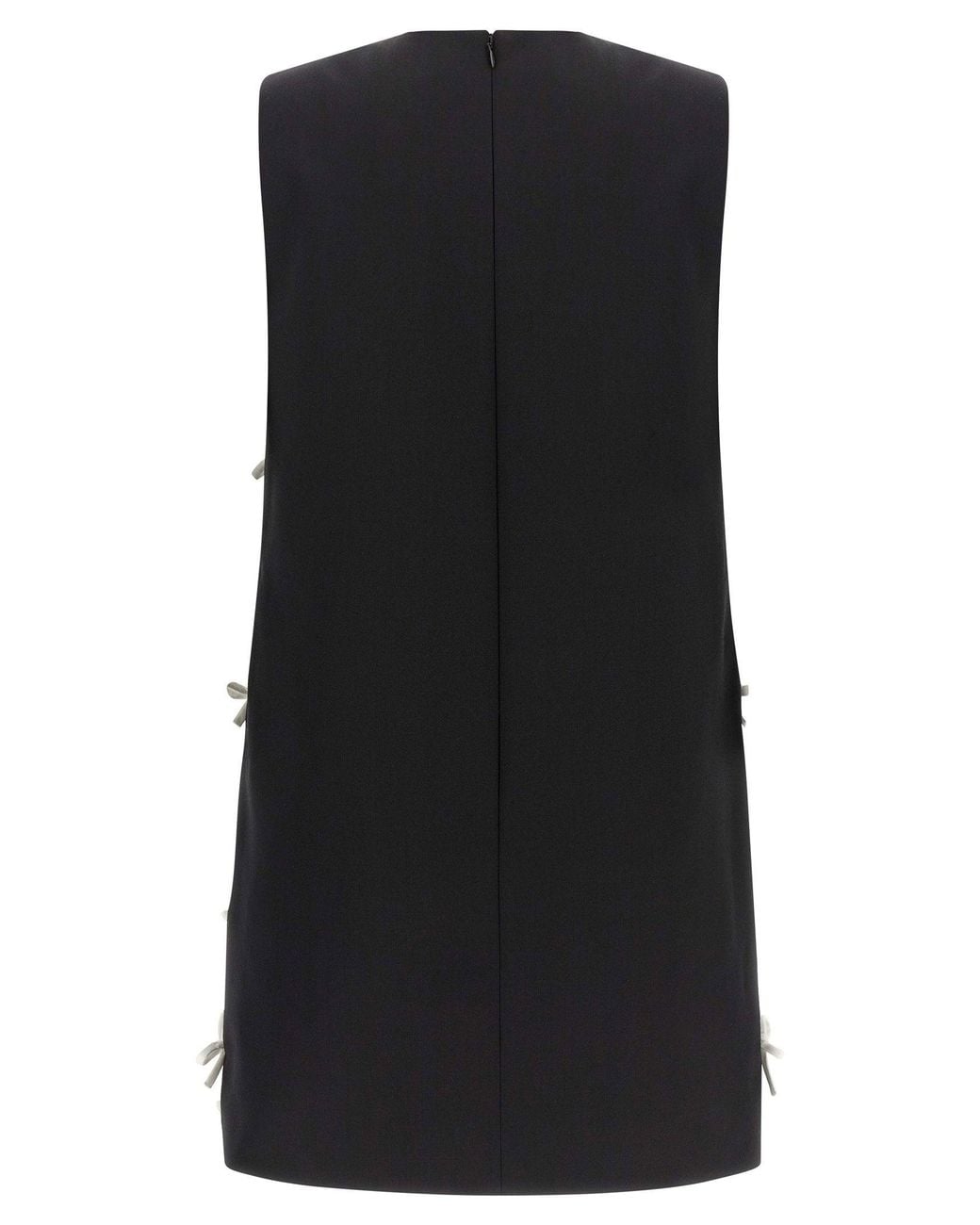 Moschino Black Bow-Embellished Virgin Wool Dress