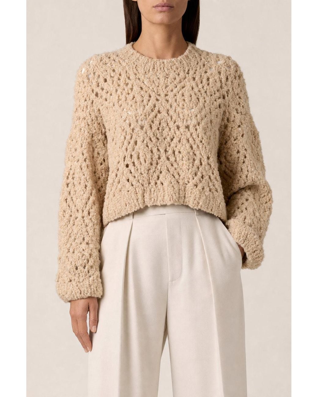 Brunello Cucinelli Natural Wool Knit Sweater Clothing