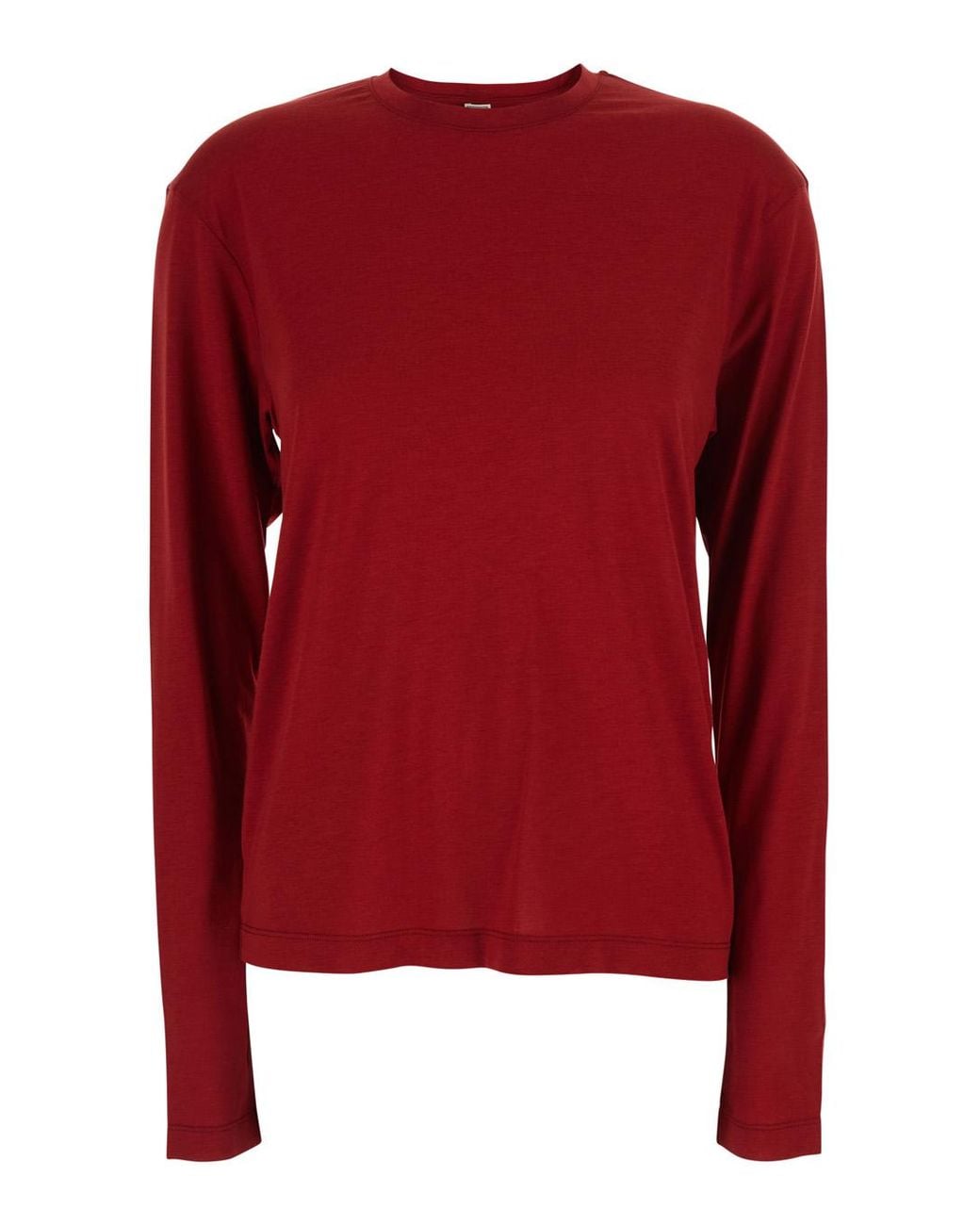 Totême Red T-Shirt Crew Neck Long Sleeve Lyocell T-Shirts & Jerseys