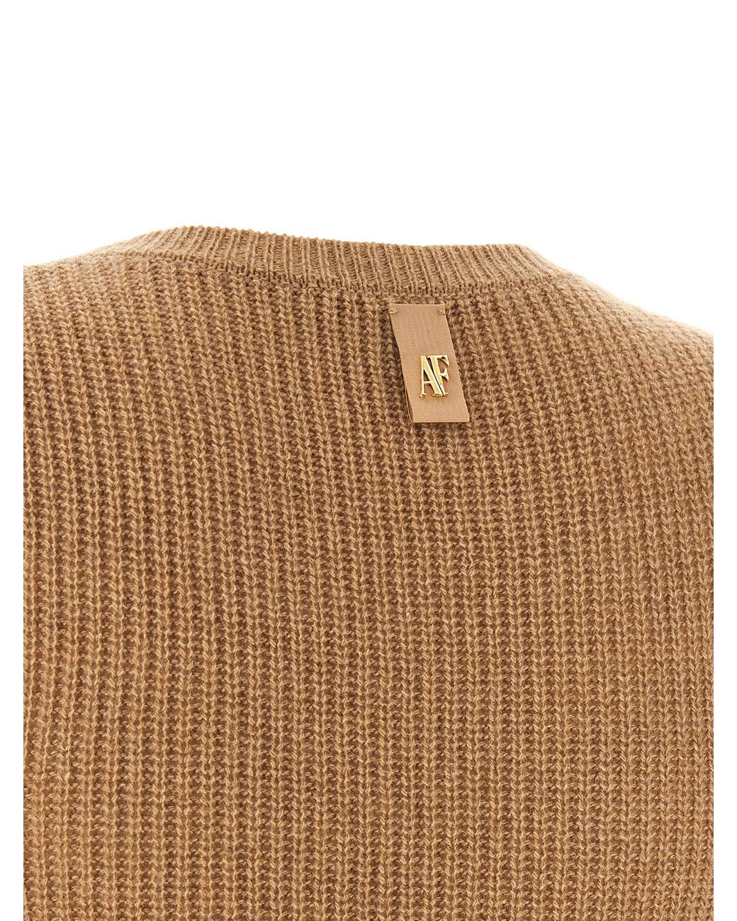 Alberta Ferretti Natural Lace-Trimmed Ribbed Knit Dress