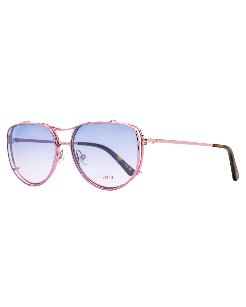 Emilio Pucci Black Emilio Pucci Ep5247 Clip-On Metal Aviator Eyeglasses