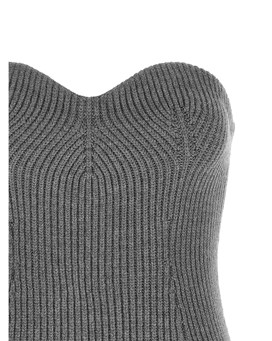 Jil Sander Gray Ribbed Virgin Wool Sweater