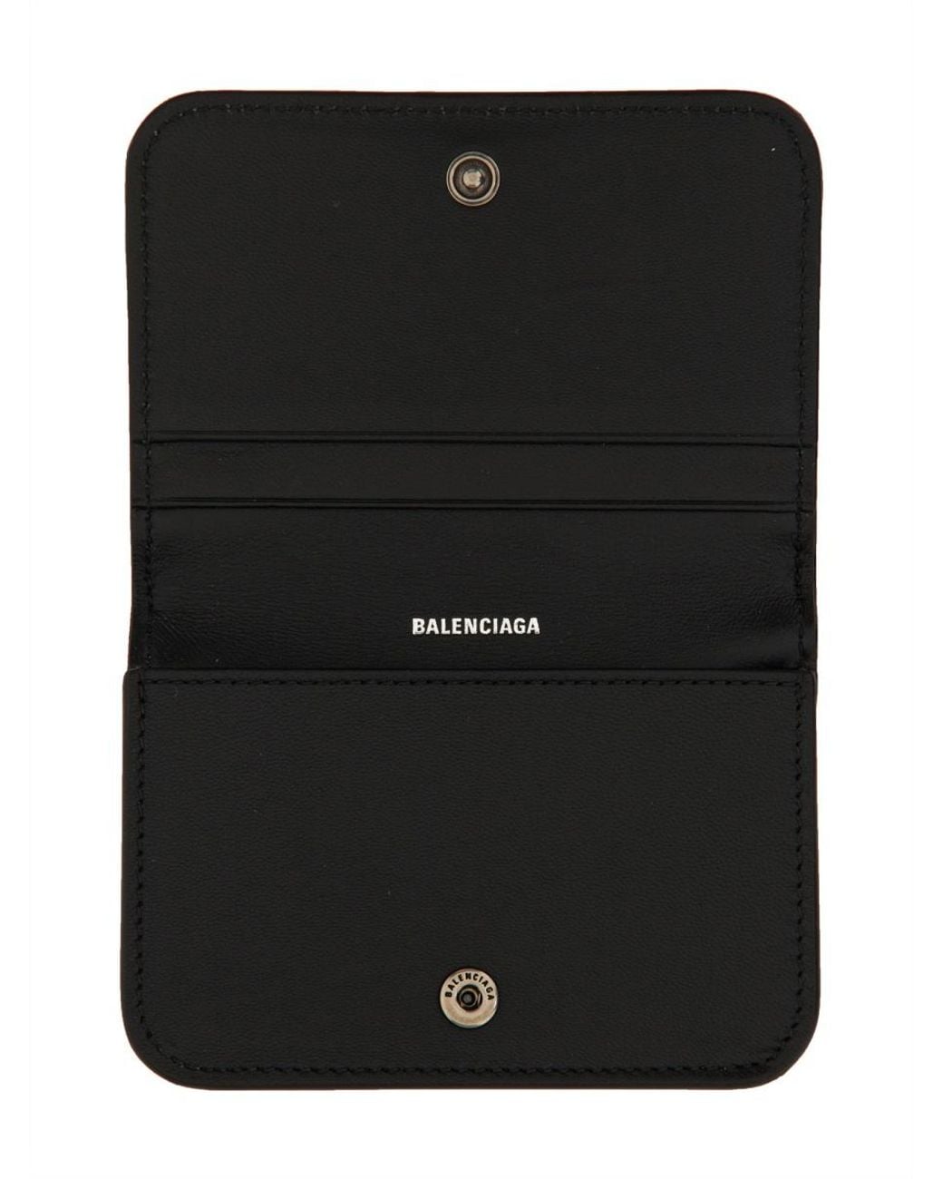 Balenciaga Black Card Holder Monk Domesticated Lamb Leather Wallets & Purses