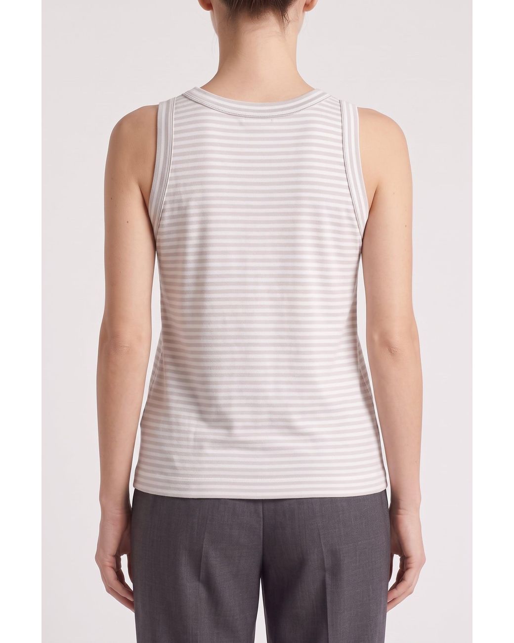 Brunello Cucinelli White Light Striped Tank Top