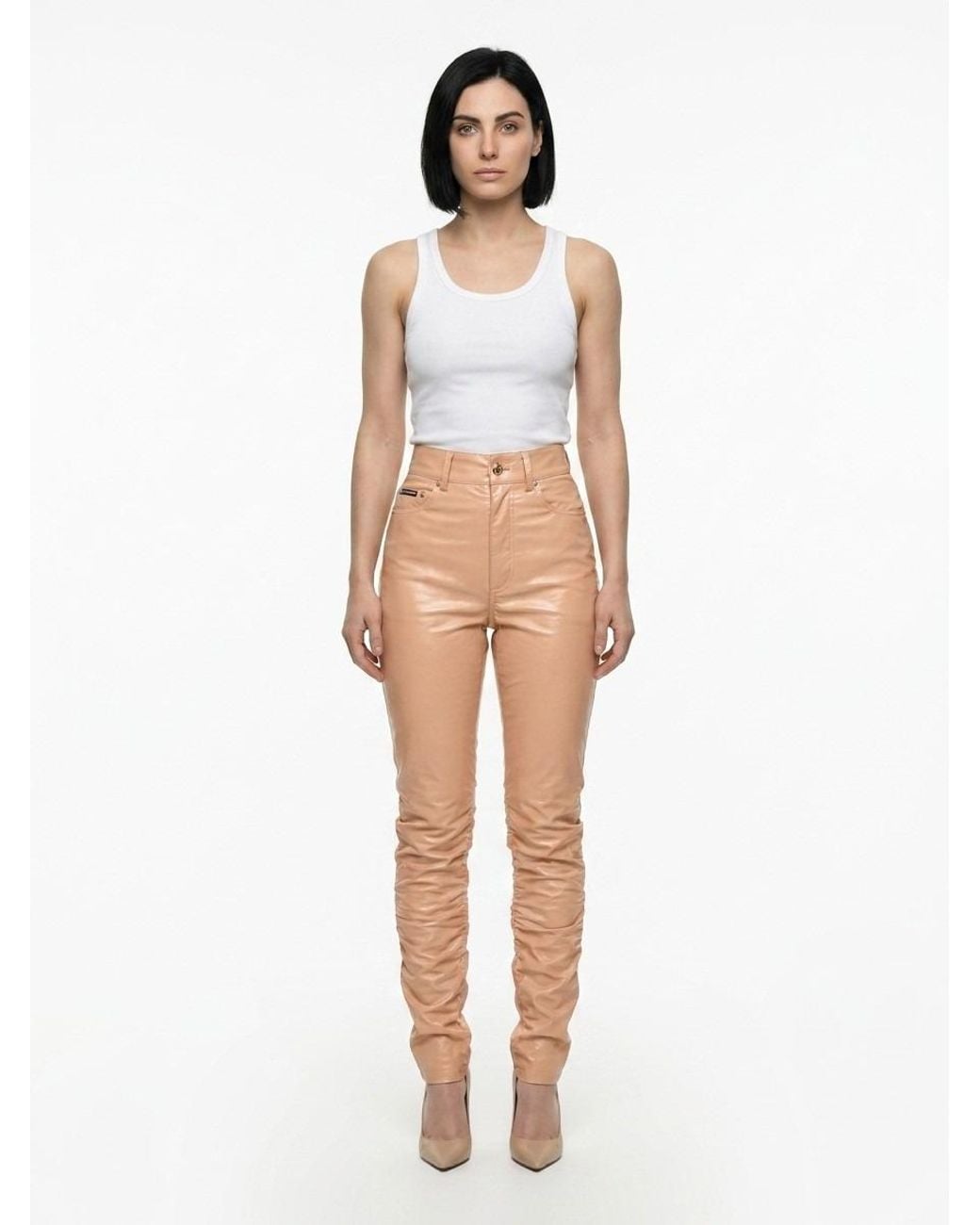 Dolce & Gabbana White Leather Pants