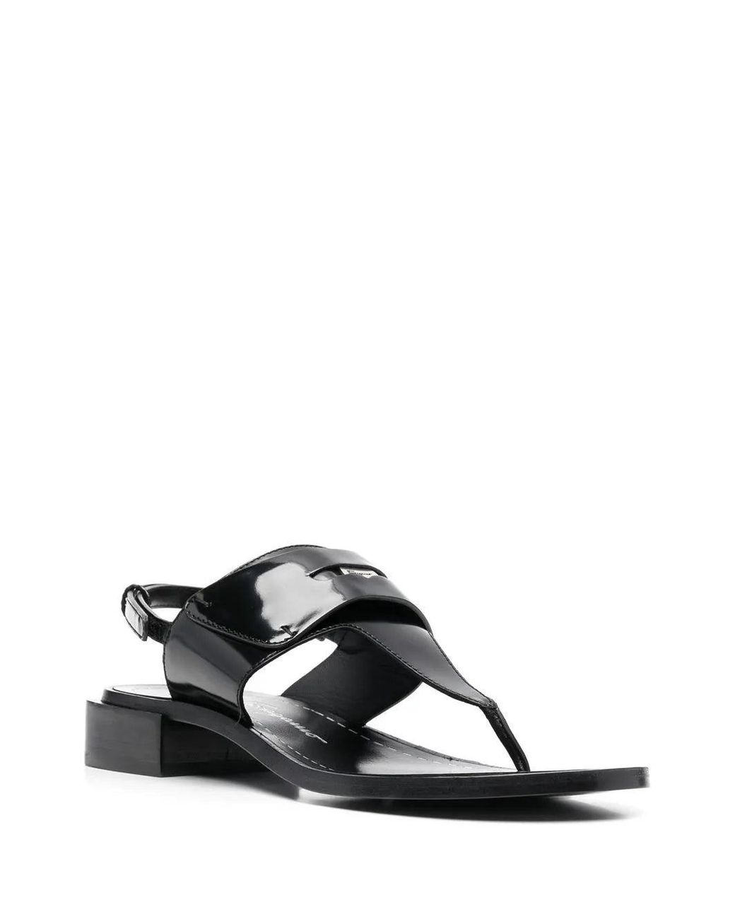 Ferragamo Black Logo-Plaque Detail Thong Sandals