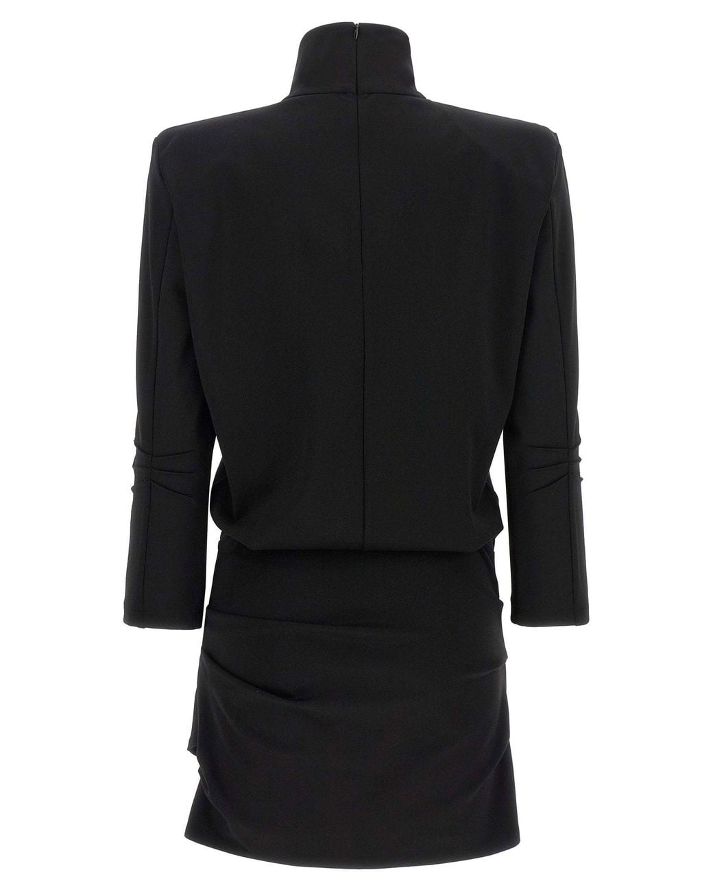 The Attico Black Structured-Shoulder Mini Dress