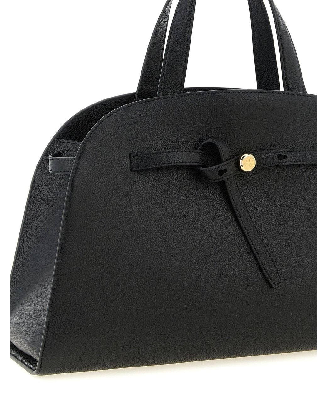 Tory Burch Black Hammered Leather Shoulder Bag