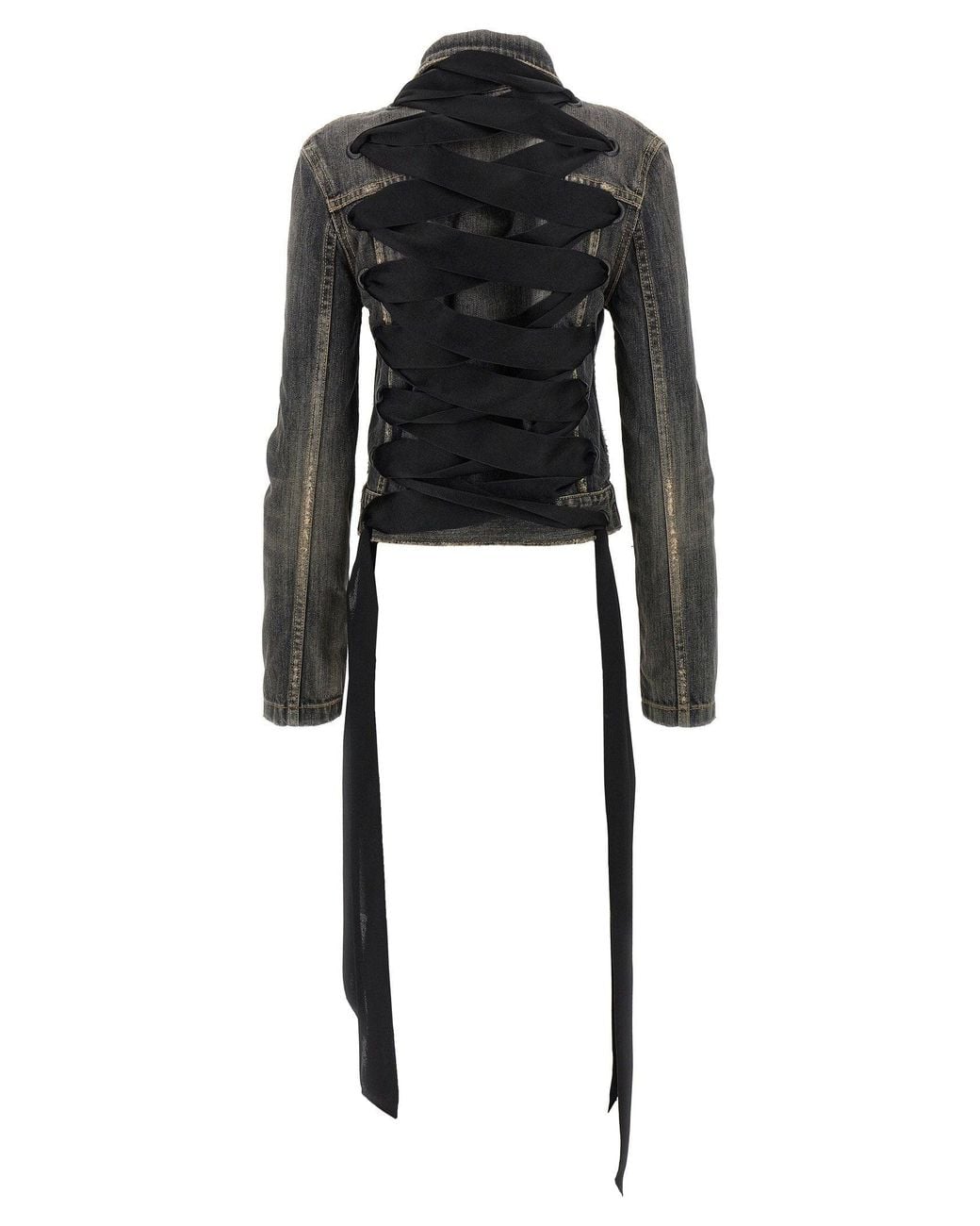 Balenciaga Black Lace-Up Denim Jacket