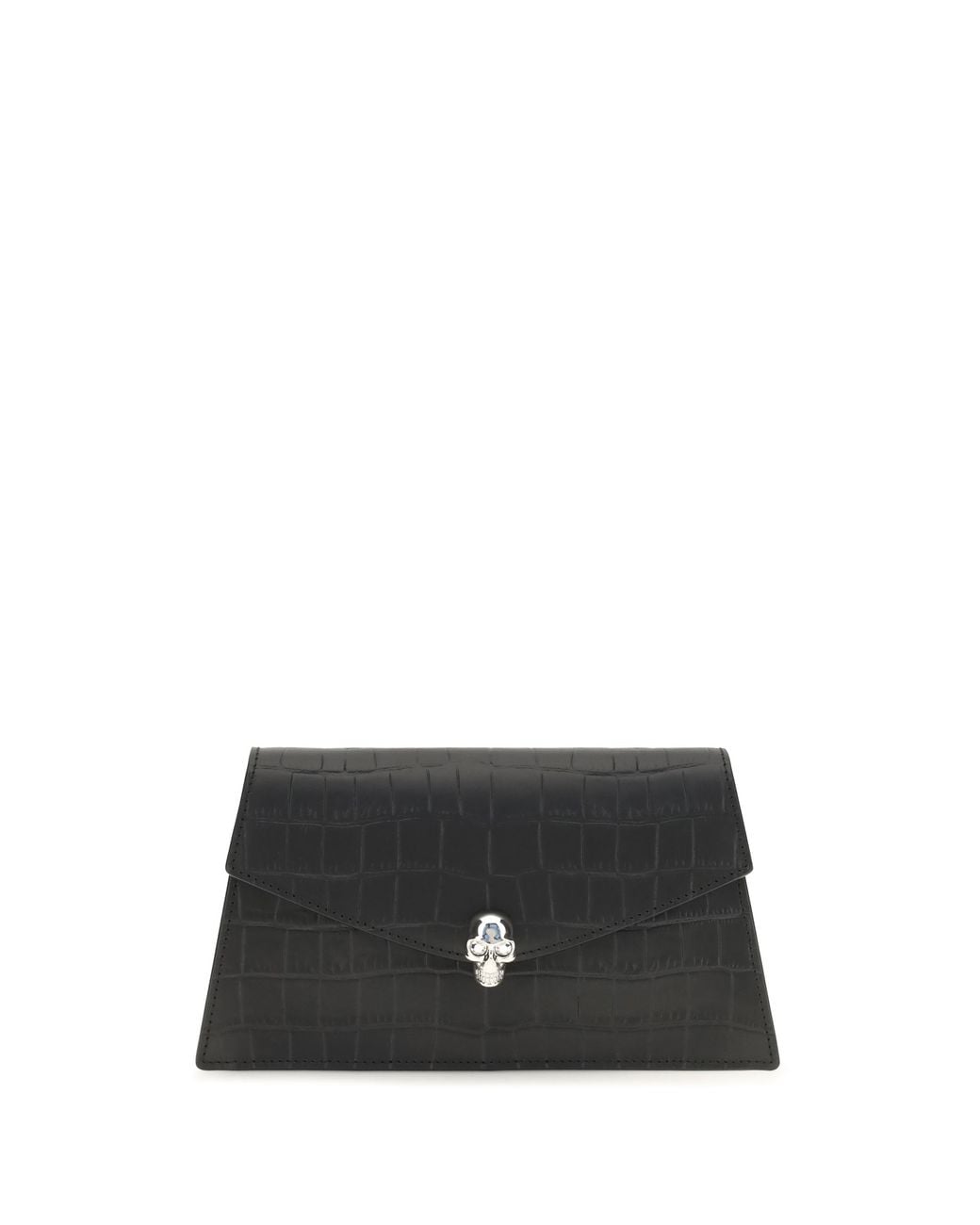 McQueen Black Mini Skull Clutch- Calf Leather Shoulder Bags