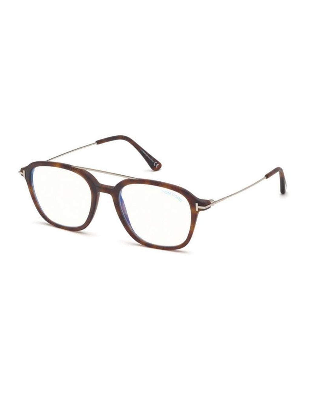 Tom Ford Brown Eyeglasses Rectangle Full Rim, Havana- Frame And Clear Light Lens Ft5610-B056