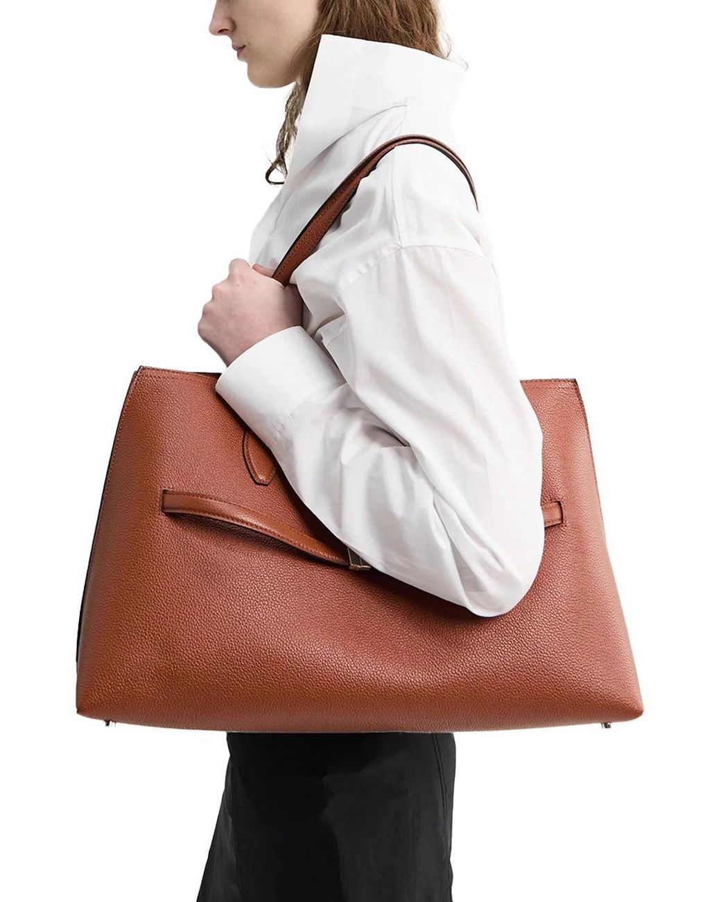 Totême Brown Leather Lounge Tote Sienna