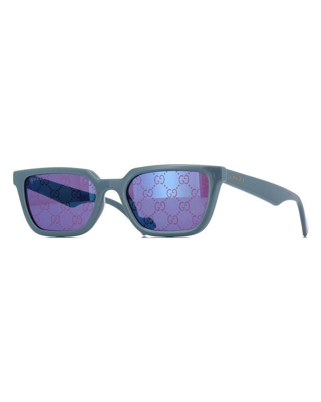 Gucci Purple Sunglasses Square Full Rim, Light Frame And-Light Mirror With Gg Pattern Lens Gg1539S003 for men