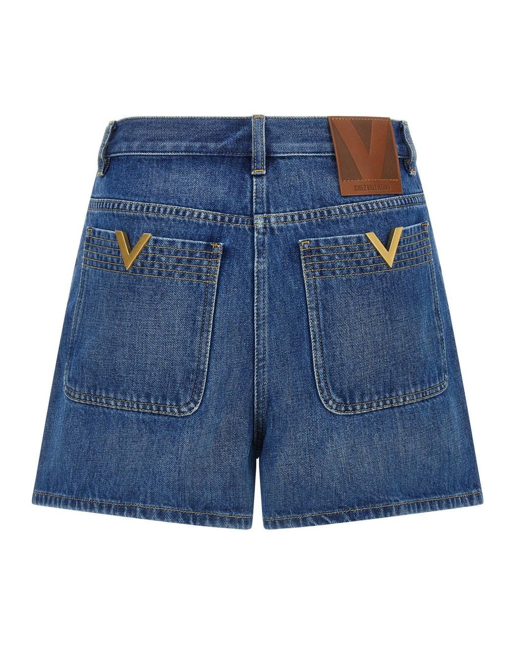Valentino Garavani Blue Vgold Denim Shorts