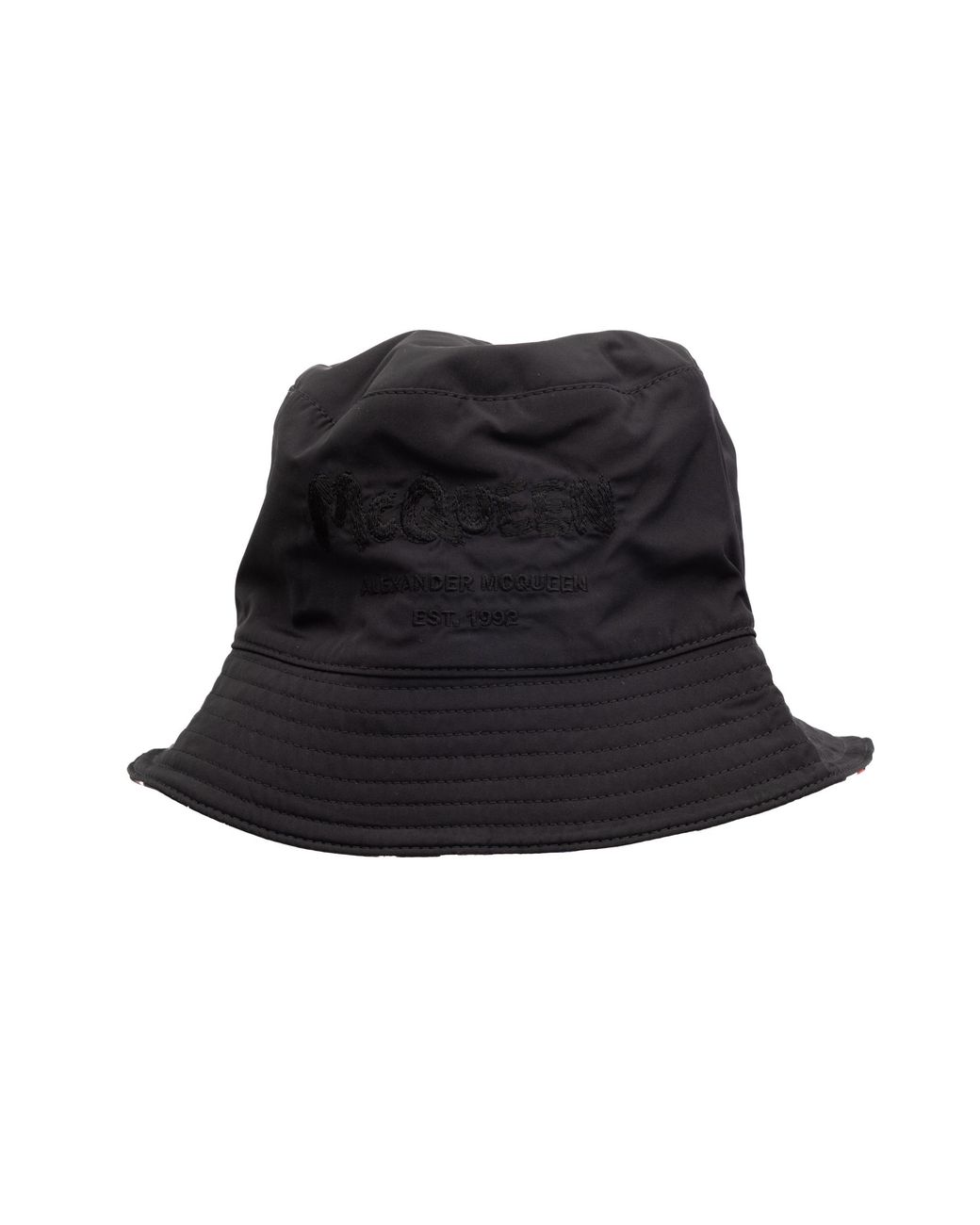 McQueen Black Polyamide Reversible Bucket Hat