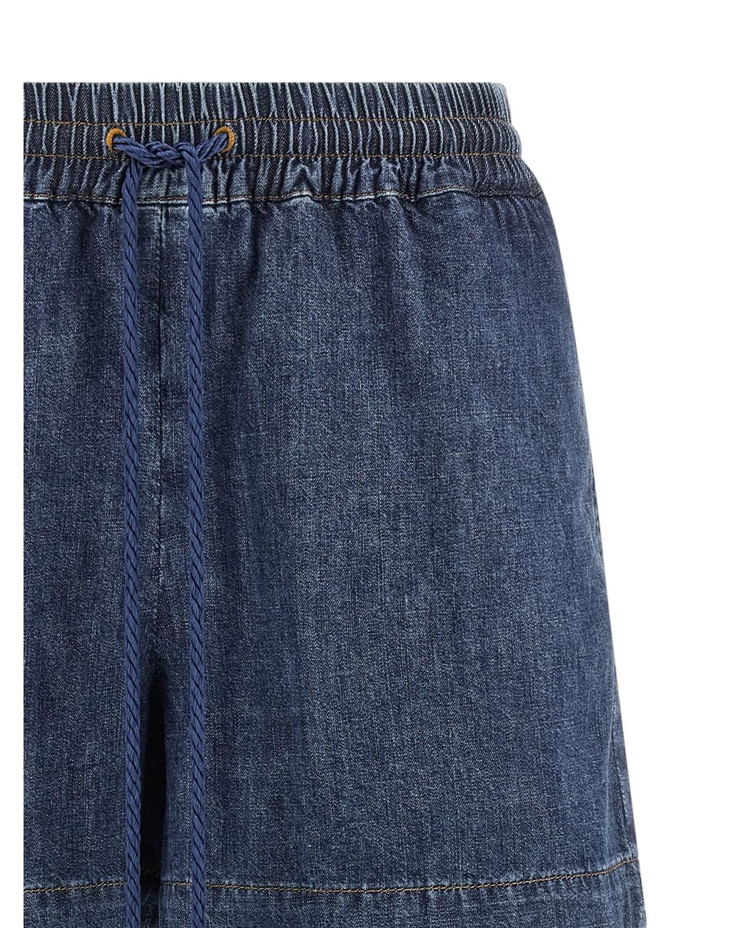 Valentino Garavani Blue Cotton Denim Bermuda Shorts