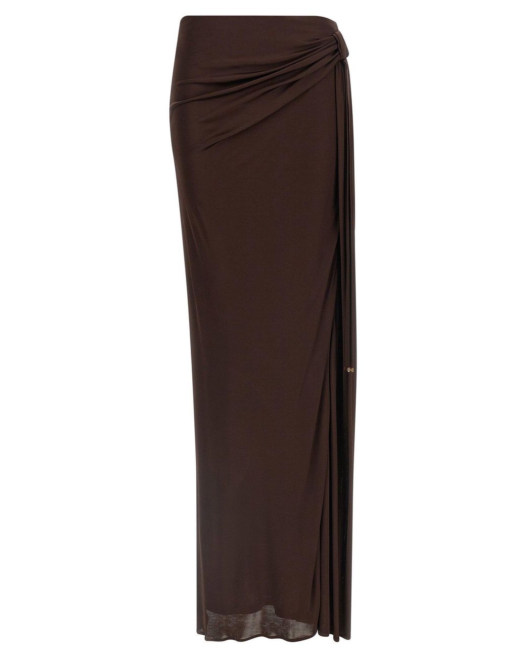 Elisabetta Franchi Brown Shiny Viscose Skirt