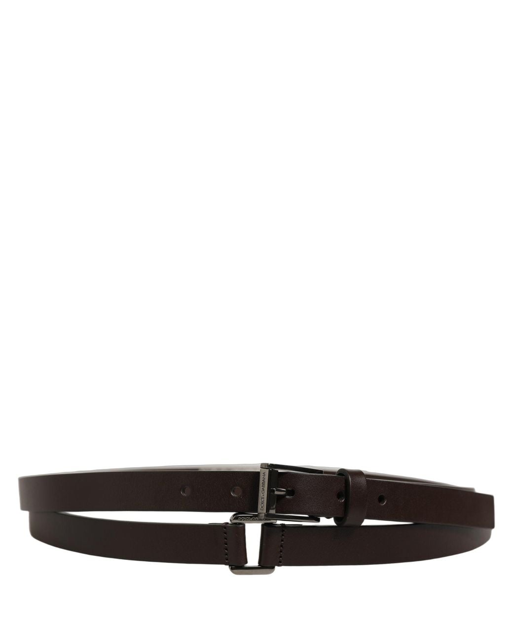 Dolce & Gabbana Black Leather Double Wrap Metal Buckle Belt Dark Calf for men