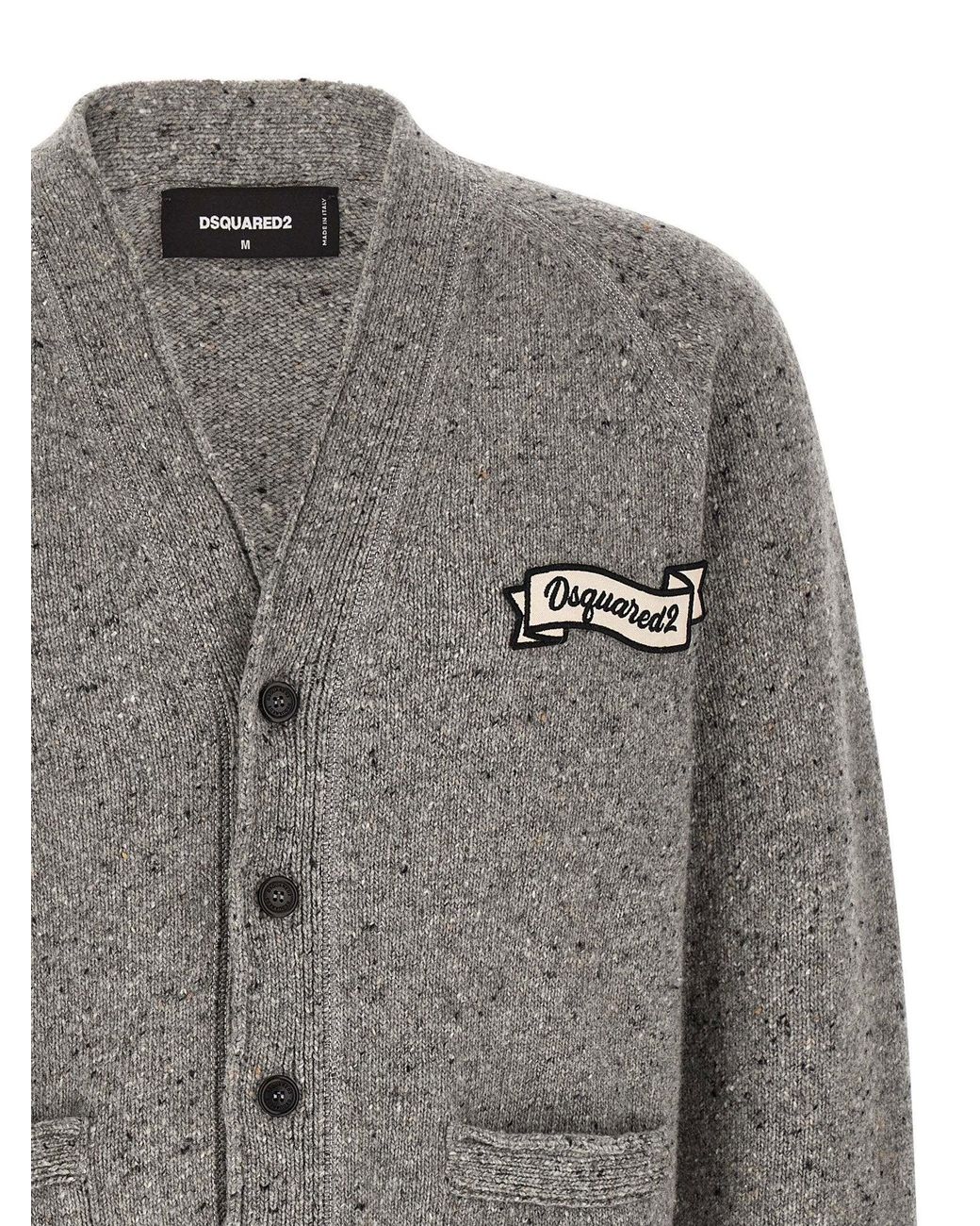 DSquared² Gray Wool-Blend Knit Cardigan for men