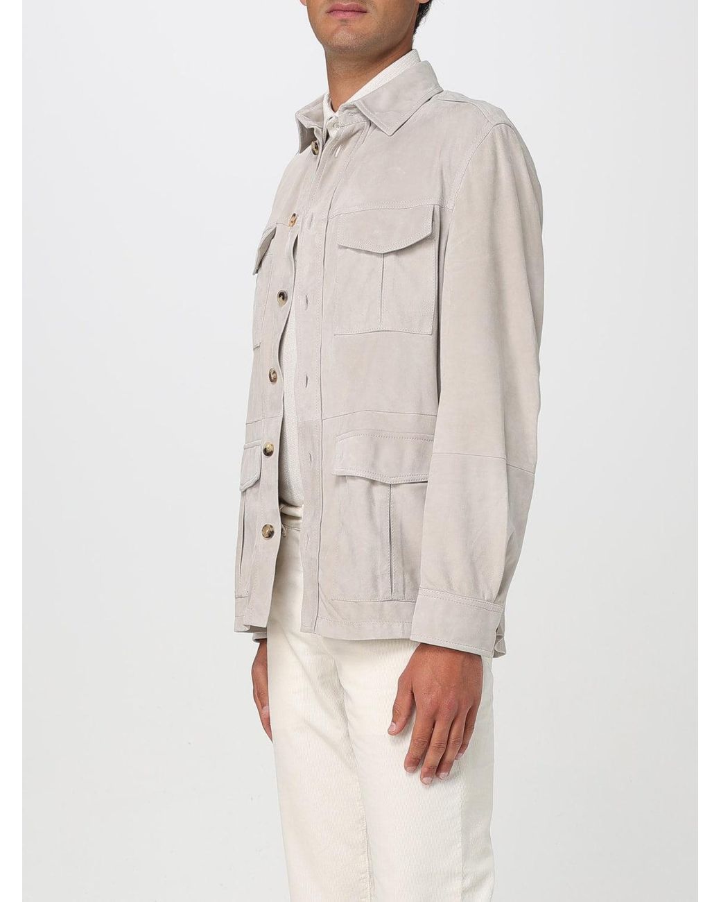 Brunello Cucinelli Natural Light Suede Jacket for men