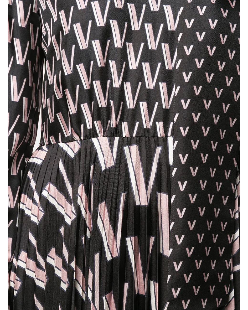 Valentino Black Double Vlogo Pussy-Bow Dress