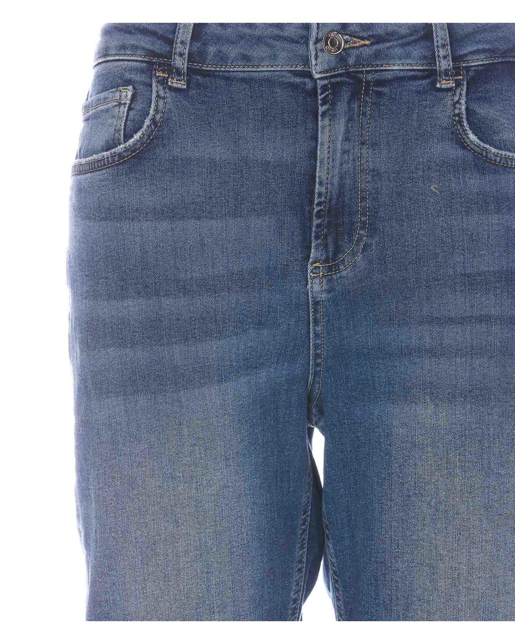 Liu Jo Cropped High Waist Bottom Up Jeans in Blue | Lyst