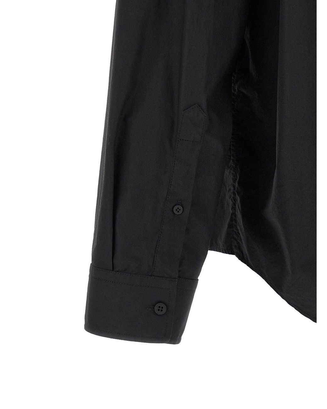 Balenciaga Blue Logo-Patch Cotton Poplin Shirt for men