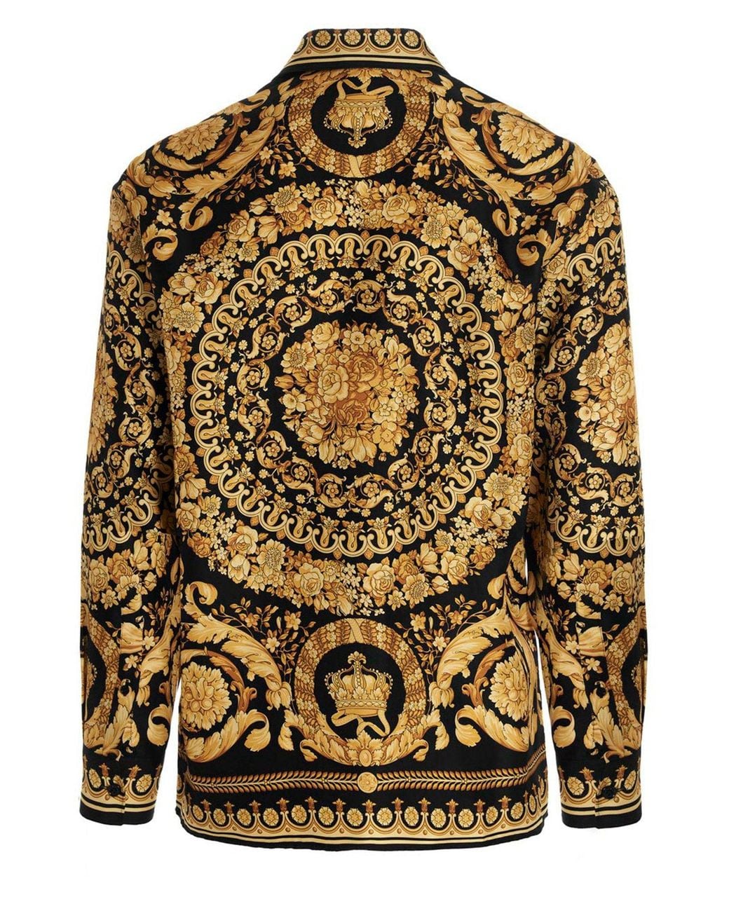 Versace Black Barocco-Print Silk Shirt for men