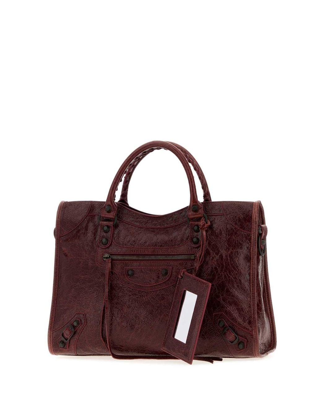 Balenciaga Purple Balenciaga Crackled Lambskin Top Handle Bag