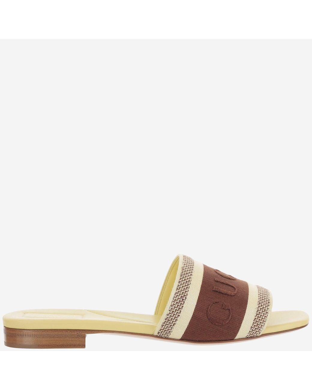 Gucci Brown Platform Sandals Gg Canvas Cotton