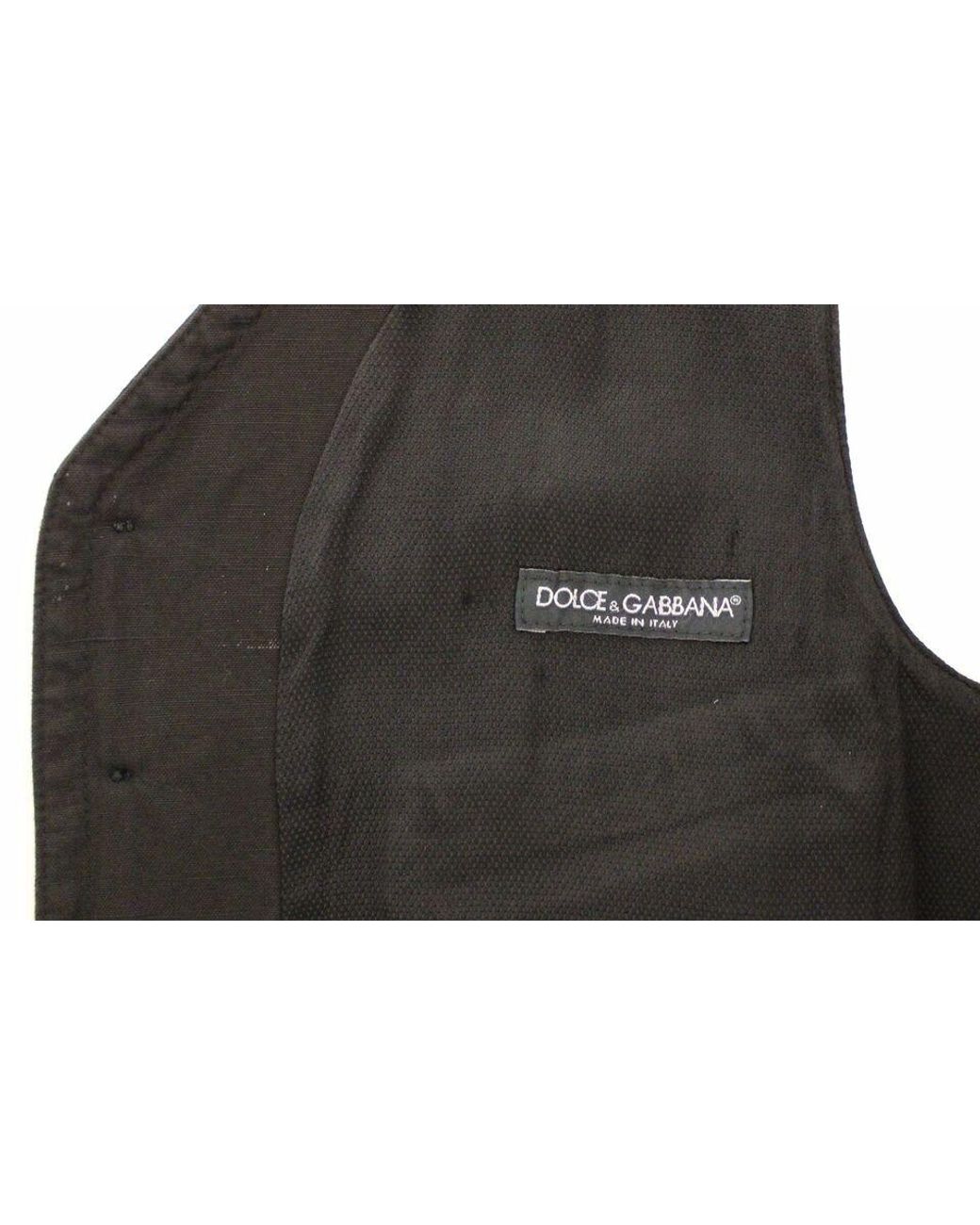 Dolce & Gabbana Black Flax Cotton Dress Vest Blazer for men