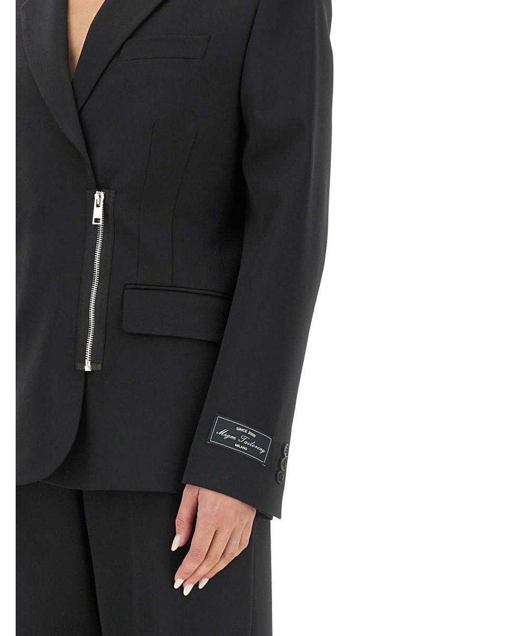 MSGM Black Jacket With Zip