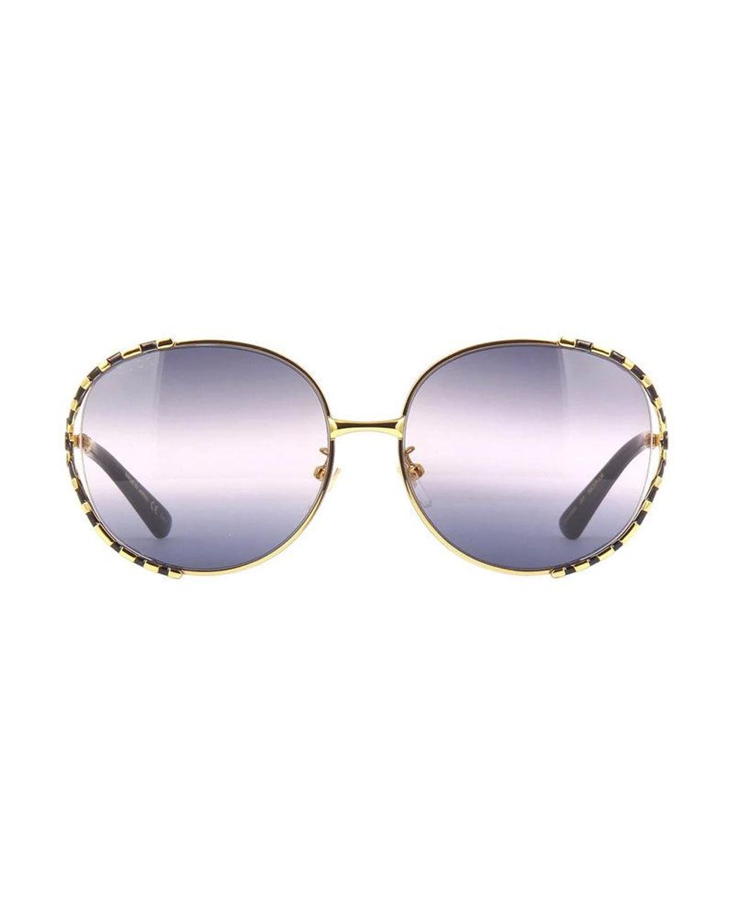 Gucci Metallic Sunglasses Round Full Rim, Frame And Double Gradient Lens Gg0595S001