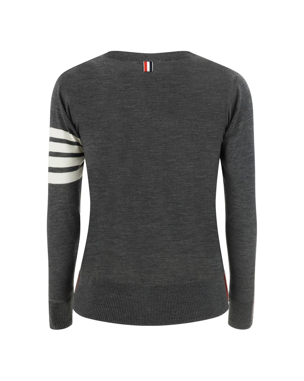 Thom Browne Gray Thom Browne Fleece Wool With Signature Stripes Sweater for men