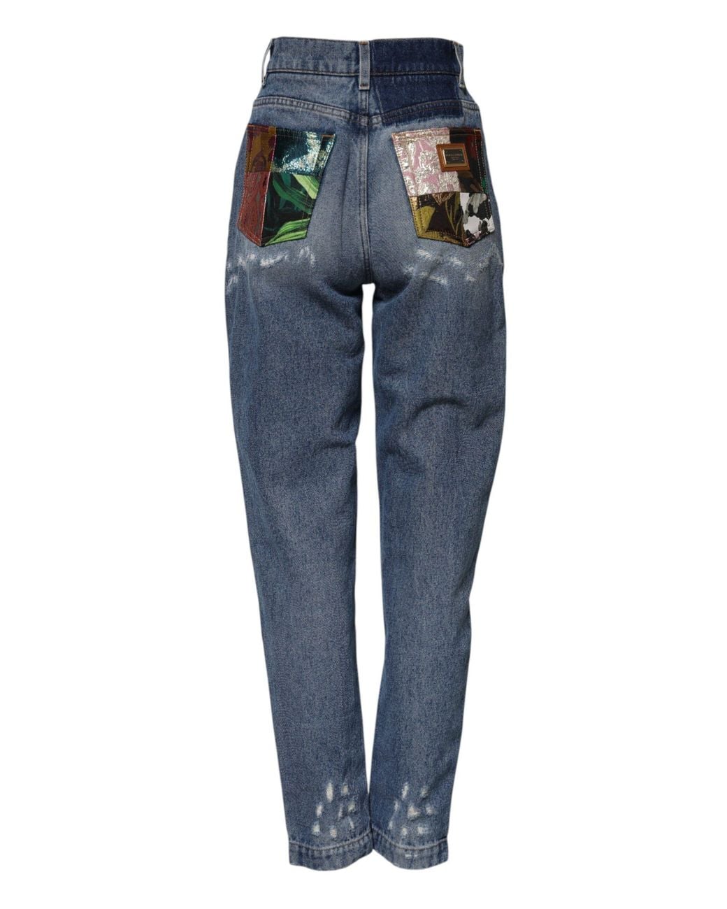Dolce & Gabbana Blue Tattered High Waist Denim Jeans