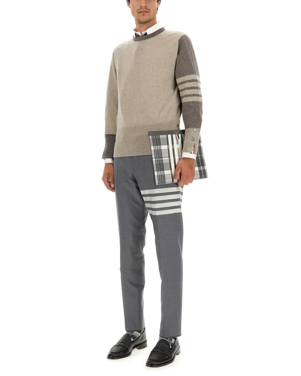 Thom Browne Gray Thom Browne 100% Cashmere Sweater for men