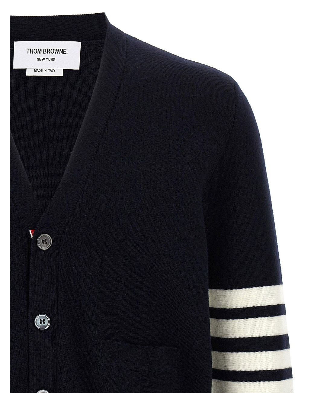 Thom Browne Blue 4-Bar Striped Virgin Wool Cardigan