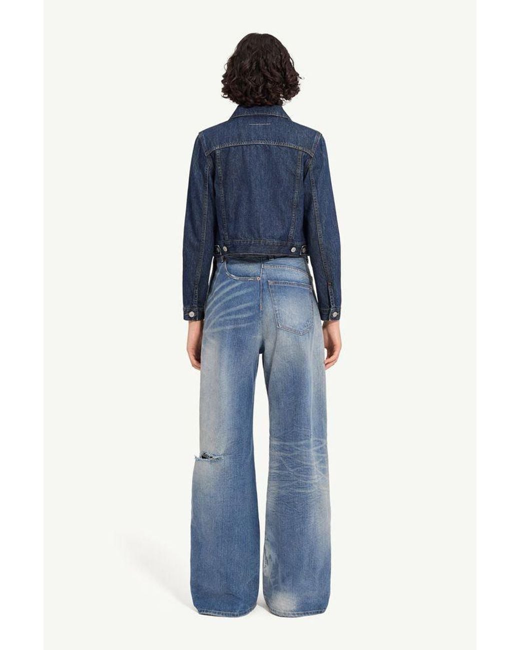 MM6 by Maison Margiela Blue Mm6 Maison Margiela Distressed Denim Jacket