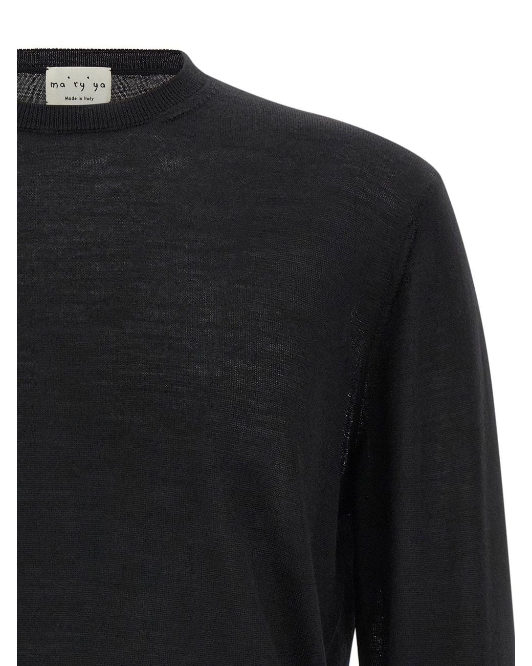 Ma'ry'ya Black Merino Wool, Silk & Cashmere Blend Sweater