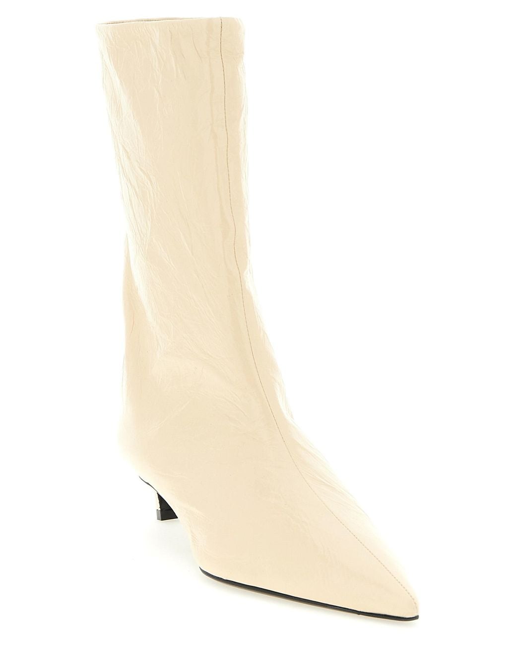 Jil Sander Natural Craquelé Leather Ankle Boots