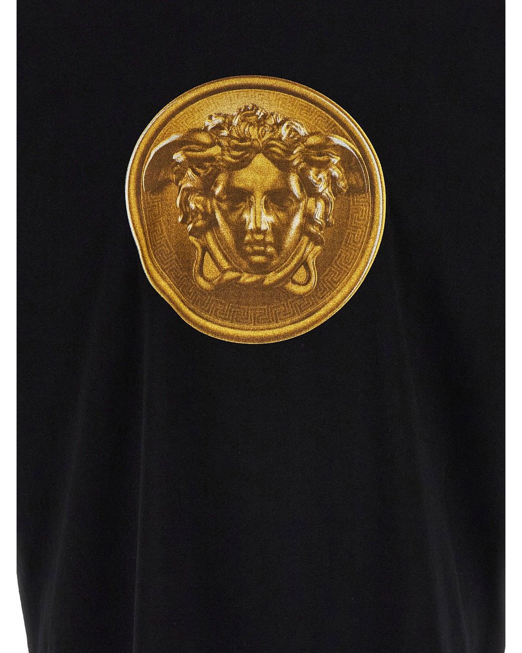 Versace Black Medusa Coin Logo-Print T-Shirt for men