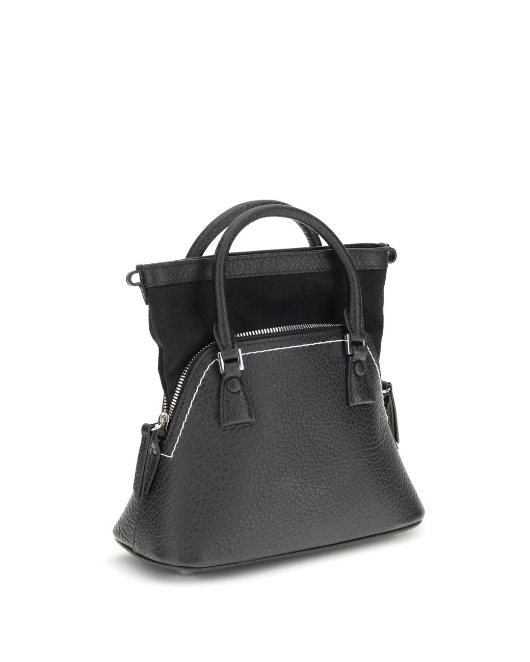 Maison Margiela Black Leather Handbag 5Ac Calf Shoulder Bags