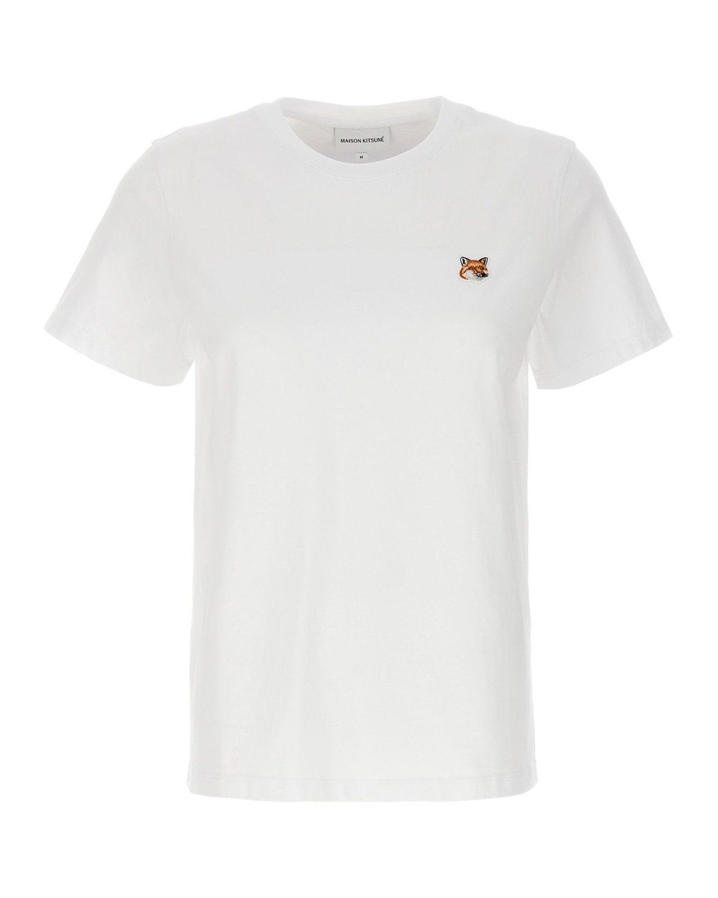 Maison Kitsuné Logo-Embroidered Fox Patch T-Shirt in White | Lyst