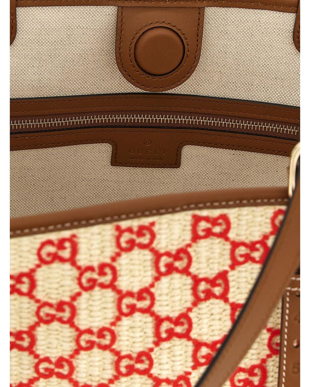 Gucci Red Gg Monogram Canvas Tote Bag