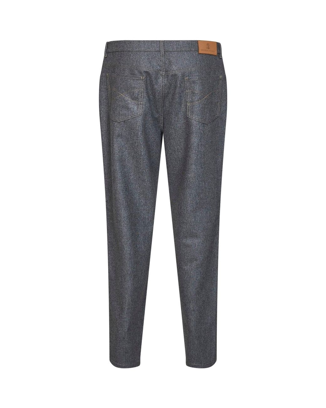Brunello Cucinelli Gray Medium Virgin Wool Flannel Five-Pocket Trousers for men