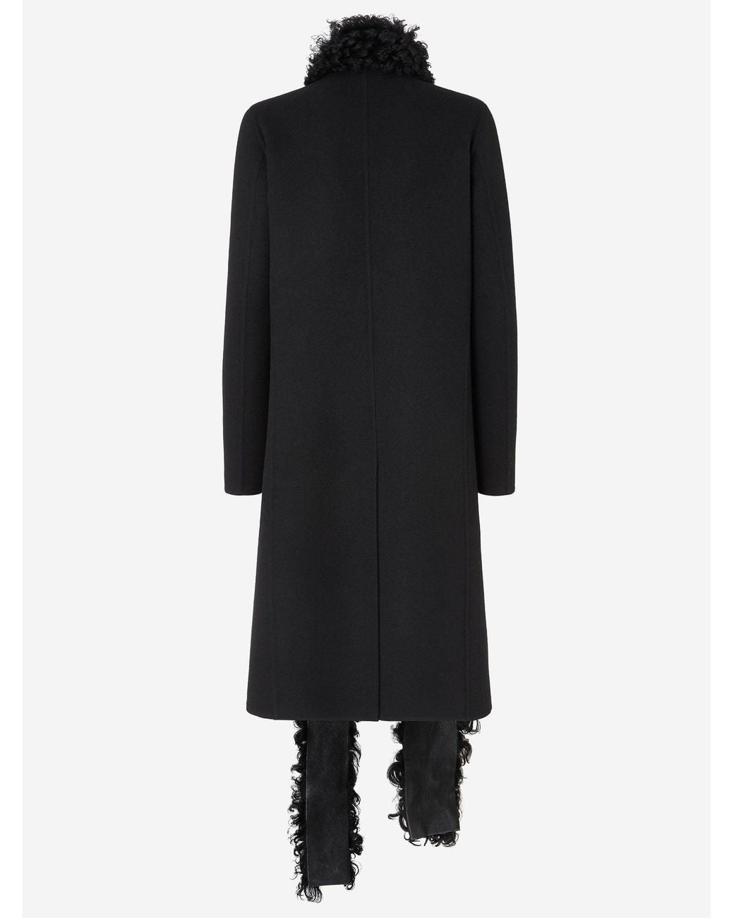 Fendi Black Wool And Shearling Coat Virgin