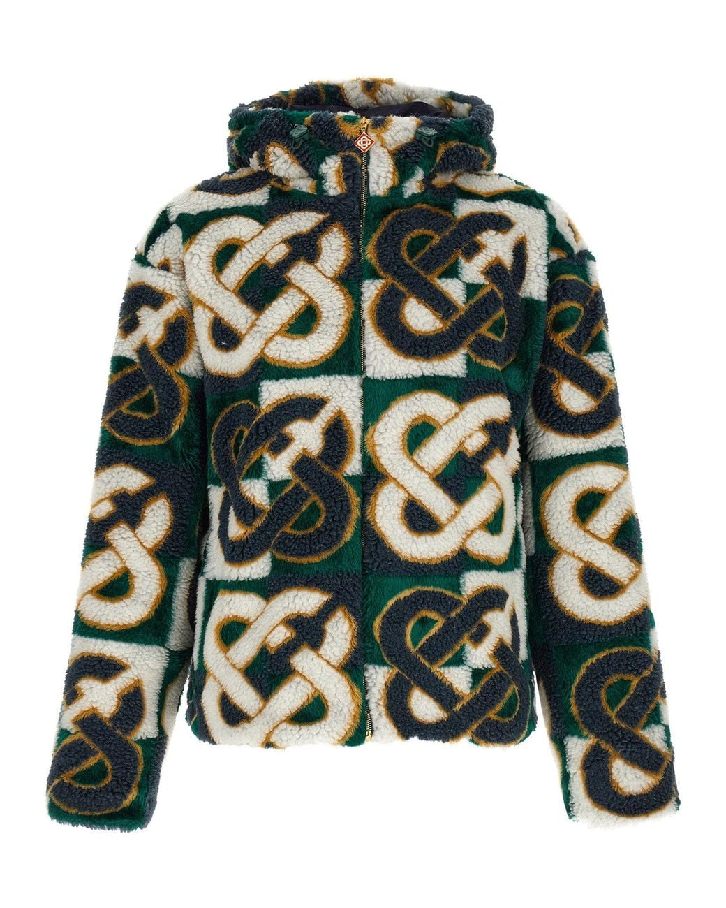 Casablanca Green Monogram Intarsia Fleece Jacket for men