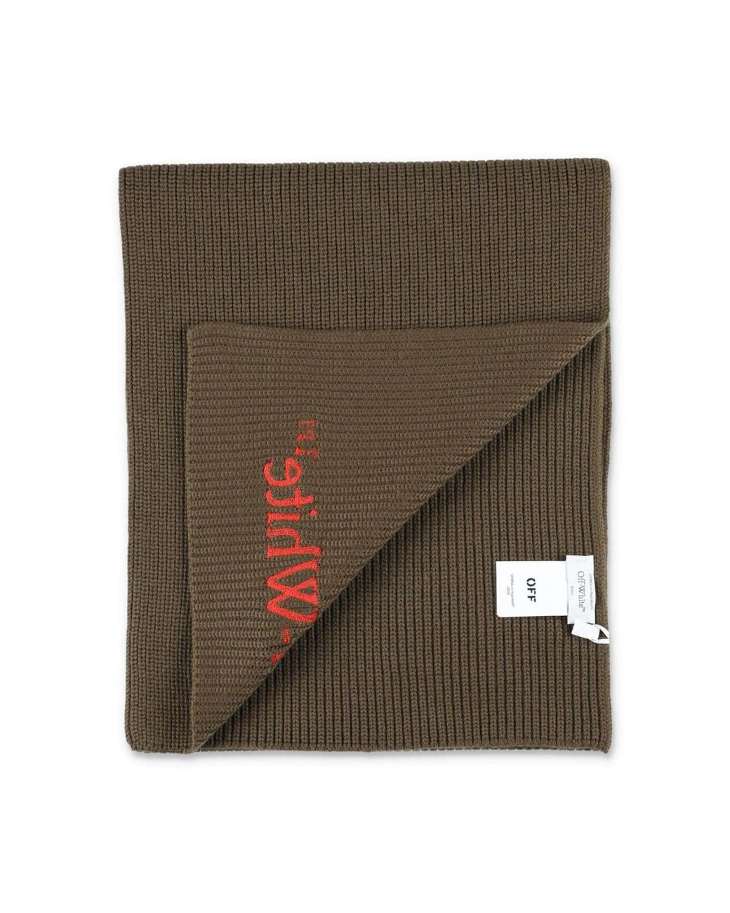 Off-White c/o Virgil Abloh Green Bookish Logo Knit Wool Scarf Accessories for men