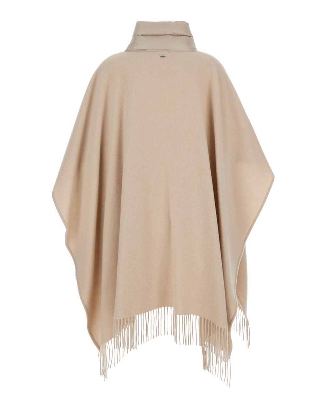 Herno Natural Poncho High-Collar Wool-Nylon Main Fabric: Wool Coat