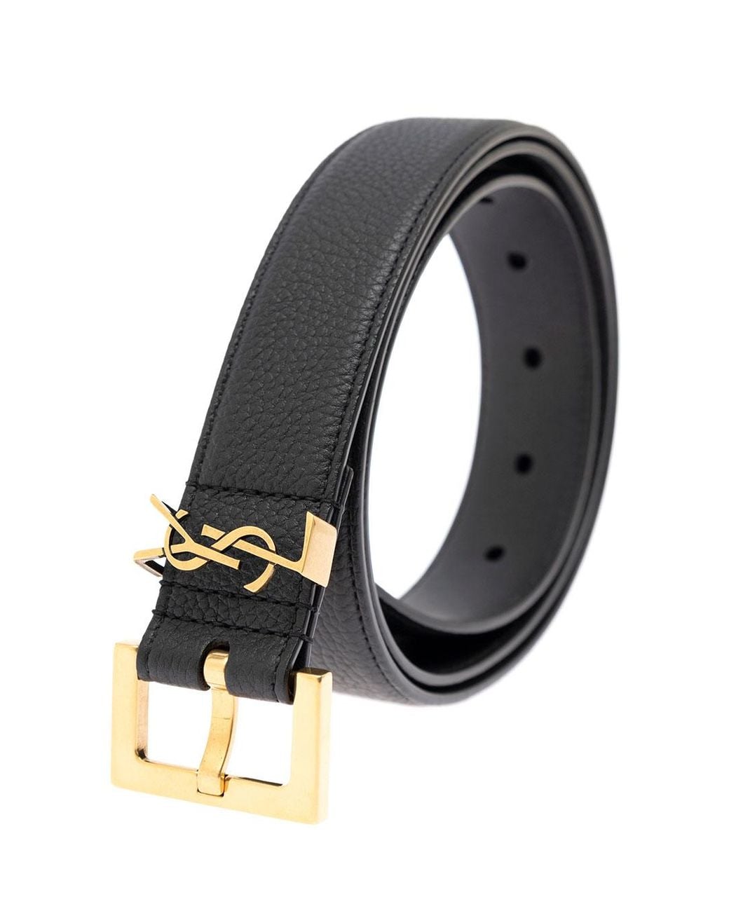Saint Laurent Black Leather Belt, With Buckle Calf for men
